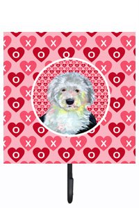 4.25 x 7 in. Old English Sheepdog Valentines Love and Hearts Leash Or Key Holder