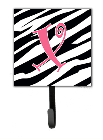 CJ1037-XSH4 4.25 x 6 in. Letter X Initial Monogram Zebra Stripe and Pink Leash Or Key Hook
