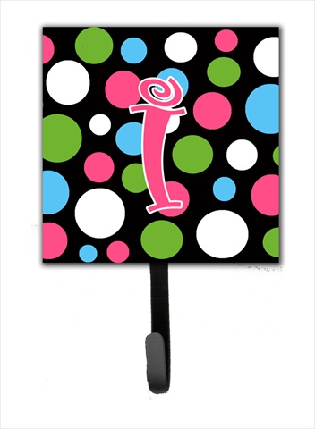 Picture of Carolines Treasures CJ1038-ISH4 4.25 x 6 in. Letter I Initial Monogram Polkadots and Pink Leash Or Key Hook