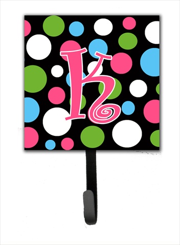 CJ1038-KSH4 4.25 x 6 in. Letter K Initial Monogram Polkadots and Pink Leash Or Key Hook