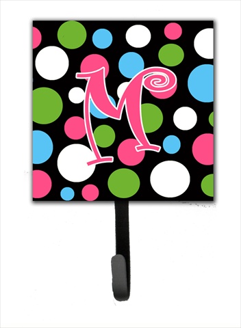 CJ1038-MSH4 4.25 x 6 in. Letter M Initial Monogram Polkadots and Pink Leash Or Key Hook