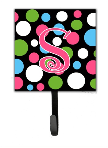 CJ1038-SSH4 4.25 x 6 in. Letter S Initial Monogram Polkadots and Pink Leash Or Key Hook