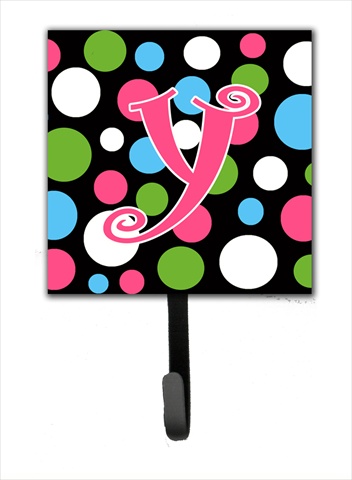 Picture of Carolines Treasures CJ1038-YSH4 4.25 x 6 in. Letter Y Initial Monogram Polkadots and Pink Leash Or Key Hook