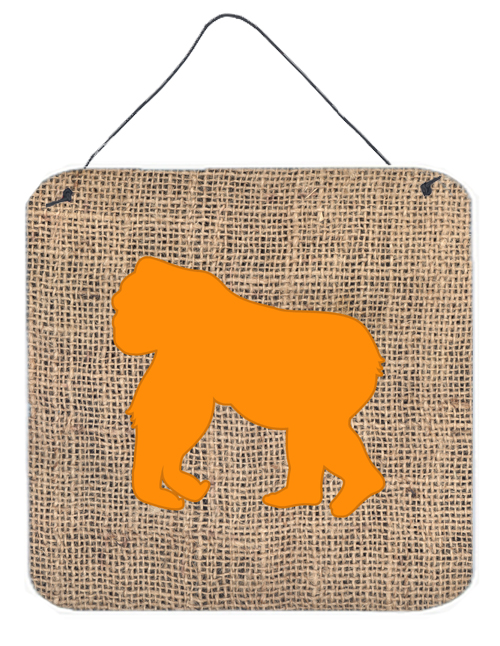 BB1129-BL-OR-DS66 6 x 6 in. Gorilla Burlap and Orange Aluminium Metal Wall Or Door Hanging Print