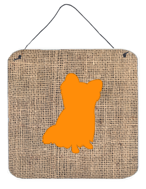 BB1115-BL-OR-DS66 6 x 6 in. Chihuahua Burlap and Orange Aluminium Metal Wall Or Door Hanging Print