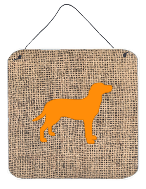 BB1116-BL-OR-DS66 6 x 6 in. Labrador Burlap and Orange Aluminium Metal Wall Or Door Hanging Print