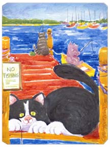 Picture of Carolines Treasures 6001MP 9.5 x 8 in. Black and White Cat No Fishing Mouse Pad