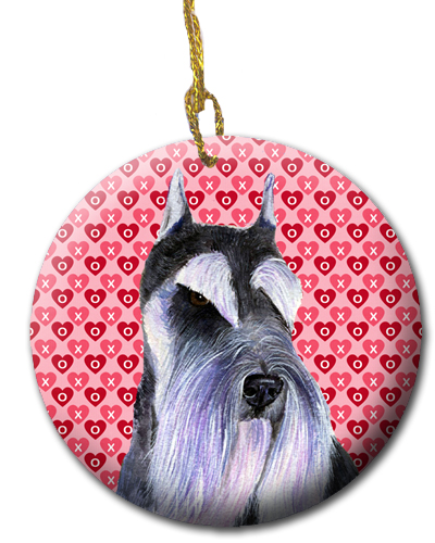 Picture of Carolines Treasures SS4477CO1 2.81 x 2.81 in. Schnauzer Hearts Love and Valentines Day Ceramic Ornament