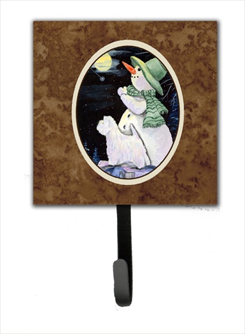 4.25 x 6 in. Snowman with Westie Leash Or Key Hook