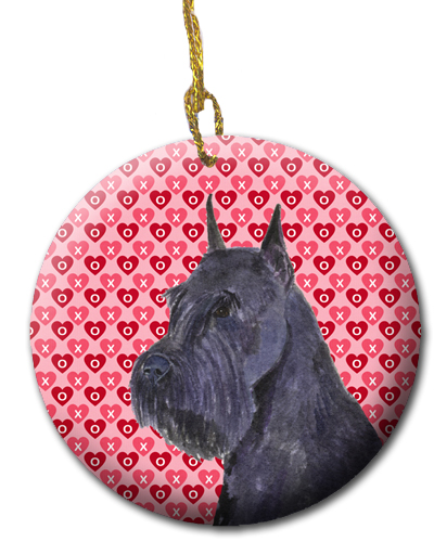 Schnauzer Hearts Love and Valentines Day Ceramic Ornament