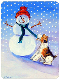 8 x 9.5 in. Snowman with Fox Terrier Mouse Pad