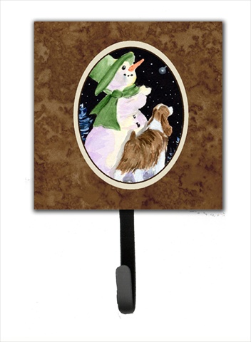 4.25 x 6 in. Snowman with Springer Spaniel Leash Or Key Hook