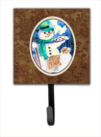 4.25 x 6 in. Snowman with Australian Shepherd Leash Or Key Hook