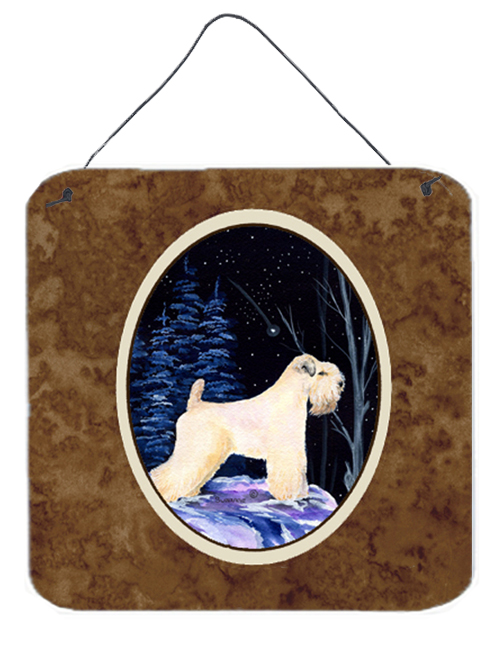 SS8386DS66 6 x 6 in. Starry Night Wheaten Terrier Soft Coated Aluminium Metal Wall Or Door Hanging Prints