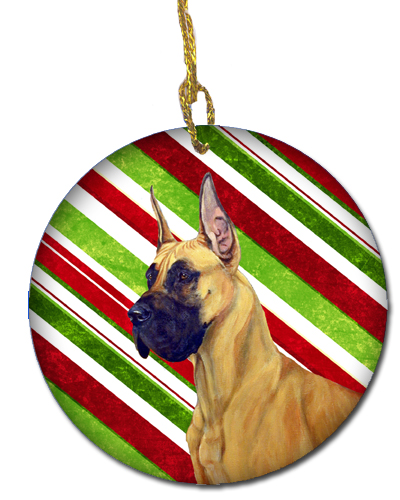 Great Dane Candy Cane Holiday Christmas Ceramic Ornament