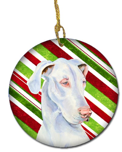 Great Dane Candy Cane Holiday Christmas Ceramic Ornament