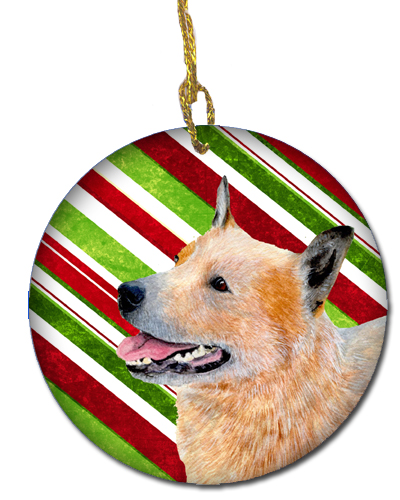 Australian Cattle Dog Candy Cane Holiday Christmas Ceramic Ornament