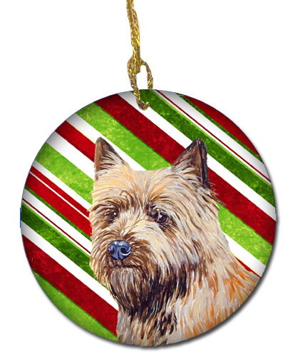 Cairn Terrier Candy Cane Holiday Christmas Ceramic Ornament
