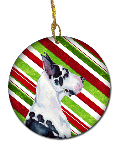 Great Dane Candy Cane Holiday Christmas Ceramic Ornament