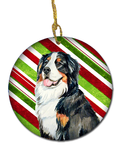 Bernese Mountain Dog Candy Cane Holiday Christmas Ceramic Ornament