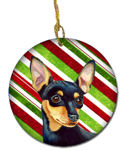 Min Pin Candy Cane Holiday Christmas Ceramic Ornament