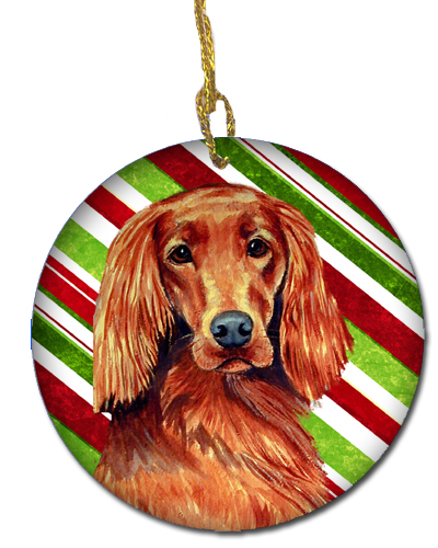 Irish Setter Candy Cane Holiday Christmas Ceramic Ornament