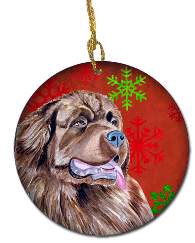 Newfoundland Red Snowflake Holiday Christmas Ceramic Ornament