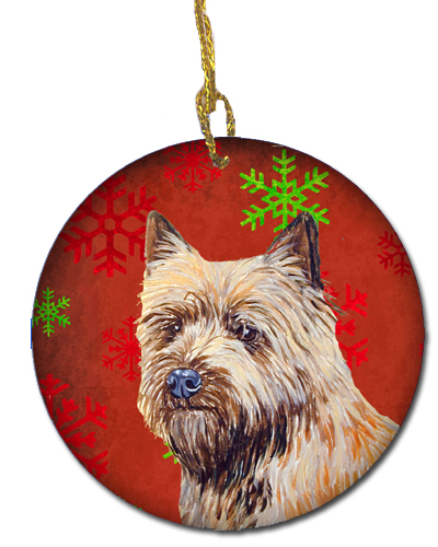 Cairn Terrier Red Snowflake Holiday Christmas Ceramic Ornament
