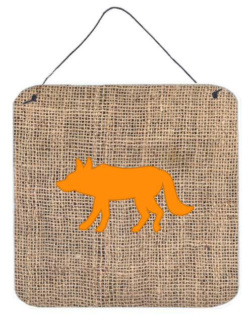 BB1123-BL-OR-DS66 6 x 6 in. Wolf Burlap and Orange Aluminium Metal Wall Or Door Hanging Prints