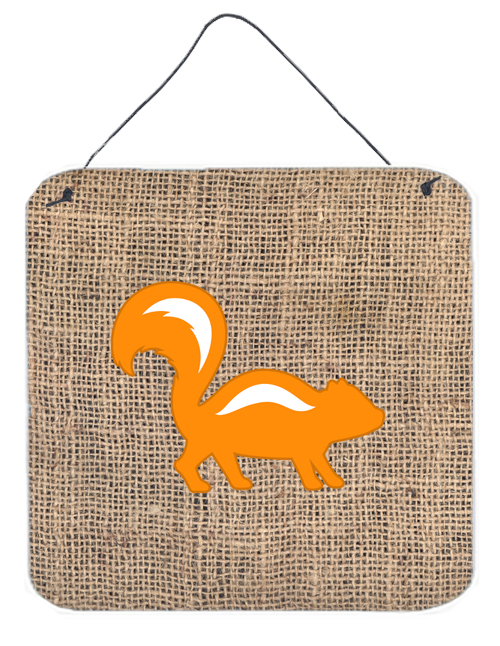 BB1125-BL-OR-DS66 6 x 6 in. Skunk Burlap and Orange Aluminium Metal Wall Or Door Hanging Prints