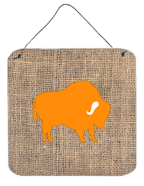 BB1127-BL-OR-DS66 6 x 6 in. Buffalo Burlap and Orange Aluminium Metal Wall Or Door Hanging Prints