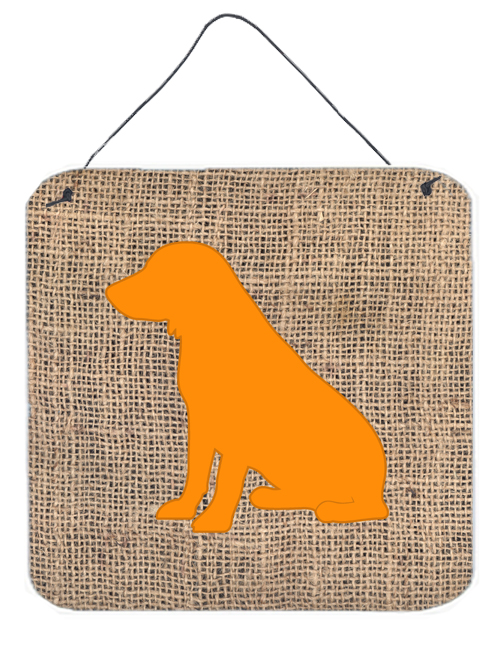 BB1070-BL-OR-DS66 6 x 6 in. Boykin Spaniel Burlap and Orange Aluminium Metal Wall Or Door Hanging Prints