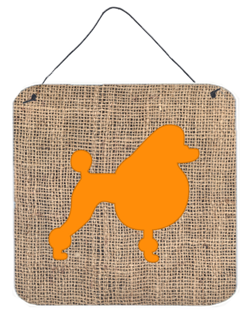 BB1072-BL-OR-DS66 6 x 6 in. Poodle Burlap and Orange Aluminium Metal Wall Or Door Hanging Prints