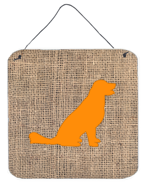BB1076-BL-OR-DS66 6 x 6 in. Labrador Burlap and Orange Aluminium Metal Wall Or Door Hanging Prints
