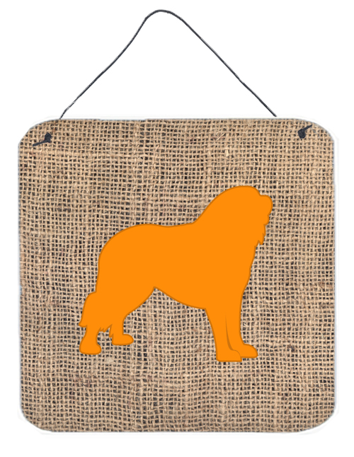 BB1077-BL-OR-DS66 6 x 6 in. Tibetial Mastiff Burlap and Orange Aluminium Metal Wall Or Door Hanging Prints