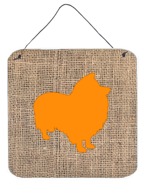 BB1080-BL-OR-DS66 6 x 6 in. Sheltie Burlap and Orange Aluminium Metal Wall Or Door Hanging Prints
