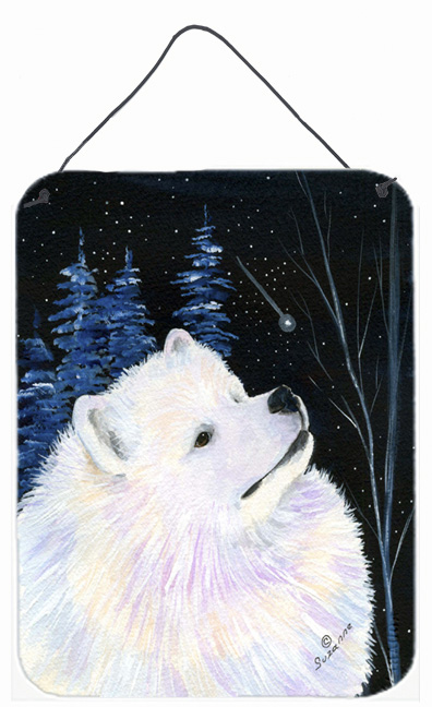 Starry Night Samoyed Aluminium Metal Wall Or Door Hanging Prints