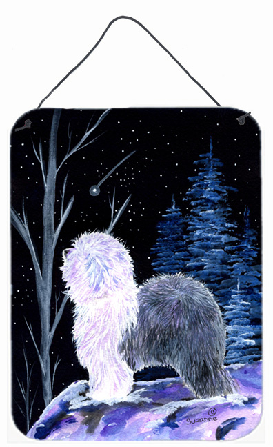 SS8401DS1216 12 x 16 in. Starry Night Old English Sheepdog Aluminium Metal Wall Or Door Hanging Prints