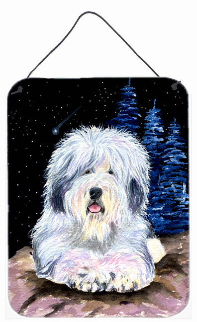 SS8443DS1216 12 x 16 in. Starry Night Old English Sheepdog Aluminium Metal Wall Or Door Hanging Prints