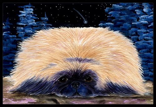 Starry Night Pekingese Indoor Outdoor Doormat