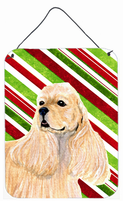 SS4591DS1216 12 x 16 in. Cocker Spaniel Candy Cane Holiday Christmas Aluminium Metal Wall Or Door Hanging Prints