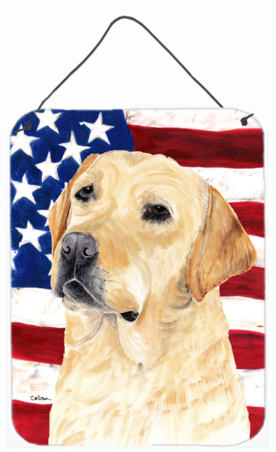 USA American Flag with Labrador Aluminium Metal Wall Or Door Hanging Prints