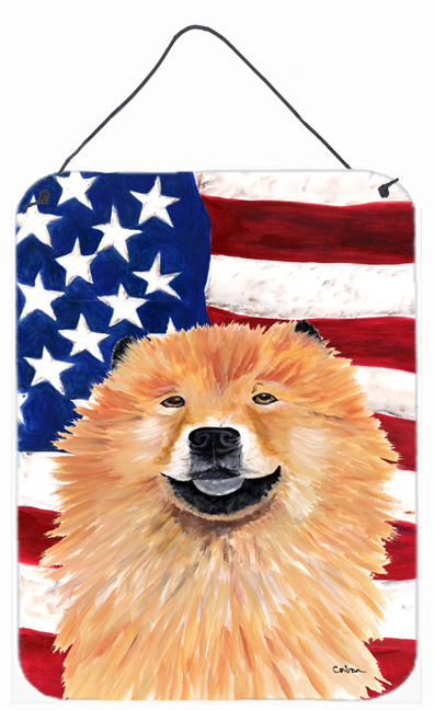 USA American Flag with Chow Chow Aluminium Metal Wall Or Door Hanging Prints