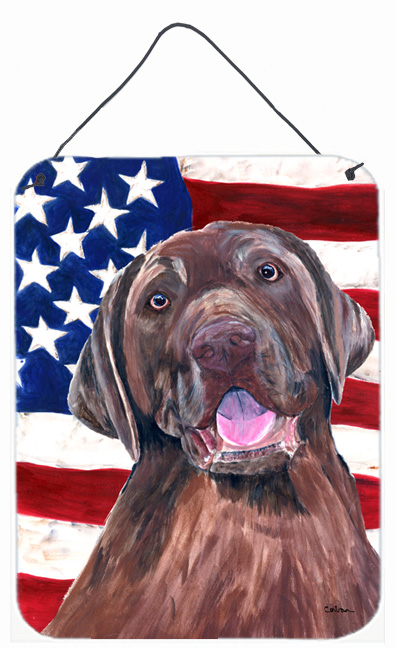 USA American Flag with Labrador Aluminium Metal Wall Or Door Hanging Prints