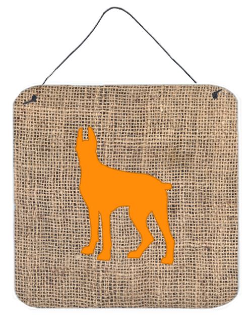 BB1081-BL-OR-DS66 6 x 6 in. Great Dane Burlap and Orange Aluminium Metal Wall Or Door Hanging Prints