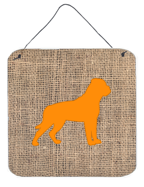 BB1083-BL-OR-DS66 6 x 6 in. Rottweiler Burlap and Orange Aluminium Metal Wall Or Door Hanging Prints