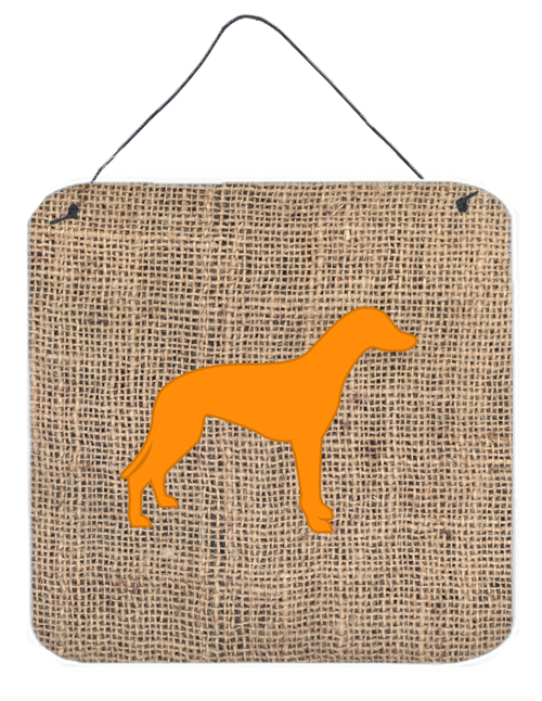 BB1086-BL-OR-DS66 6 x 6 in. Greyhound Burlap and Orange Aluminium Metal Wall Or Door Hanging Prints