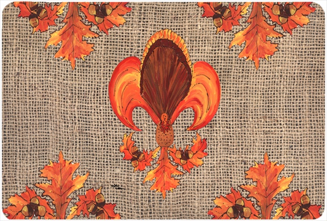 9.25 x 7.75 in. Thanksgiving Turkey Fleur de lis Mouse Pad, Hot Pad Or Trivet
