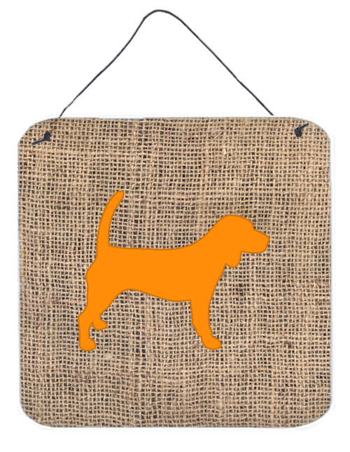BB1087-BL-OR-DS66 6 x 6 in. Beagle Burlap and Orange Aluminium Metal Wall Or Door Hanging Prints