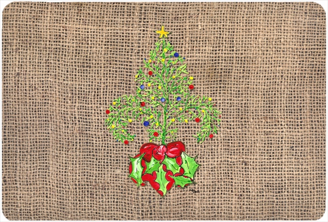 9.25 x 7.75 in. Christmas Tree Fleur de lis Mouse Pad, Hot Pad Or Trivet